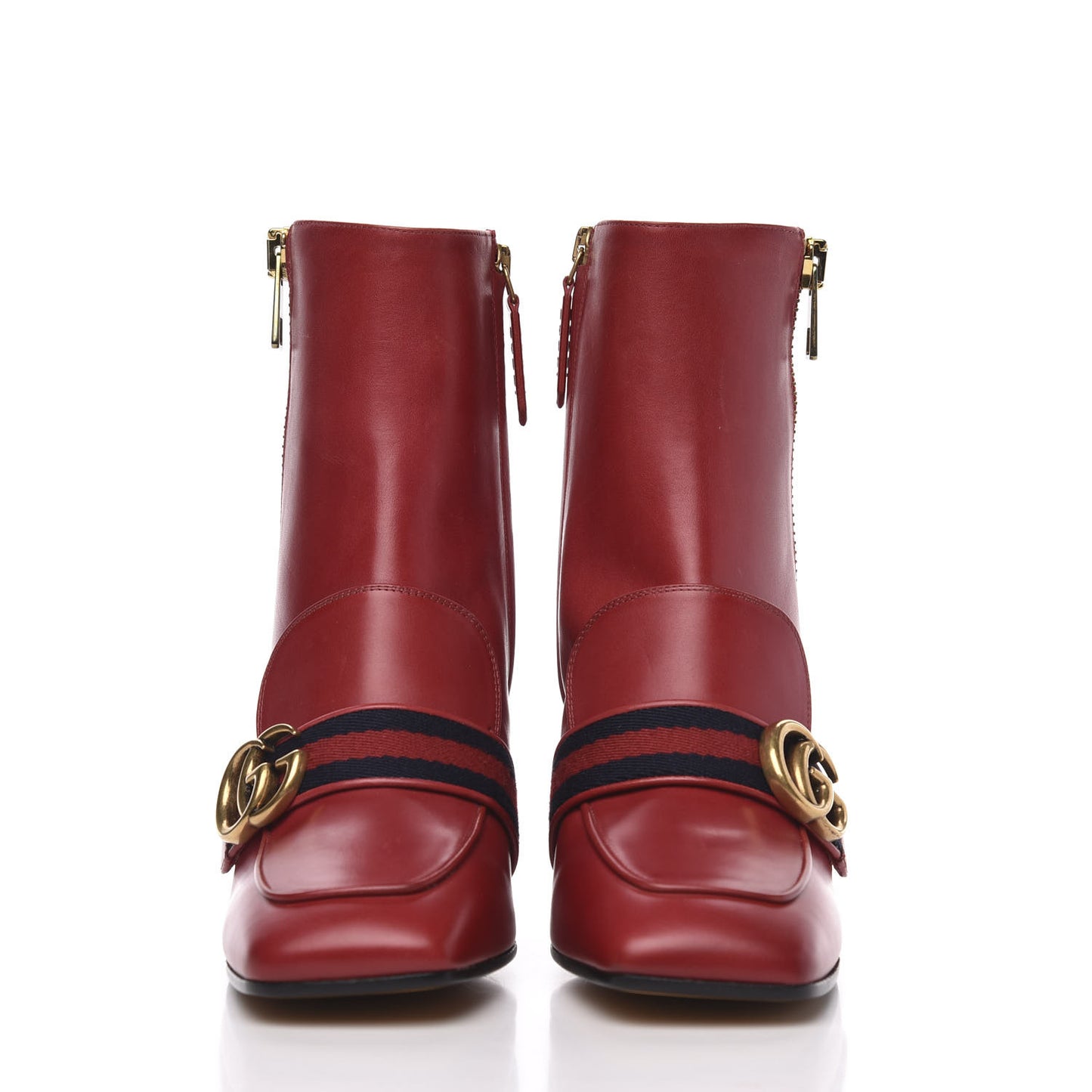 Calfskin Web Pearl Embellished Peyton Ankle Boots 37 Red