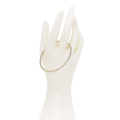 David Yurman Sterling Silver 18K Yellow Gold 4mm Cable Classics Bangle Bracelet 2 of 4