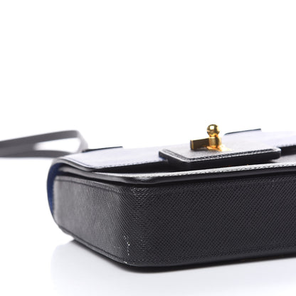 Prada Saffiano Bi-Color Crossbody Bag Inchiostro Black 8 of 10