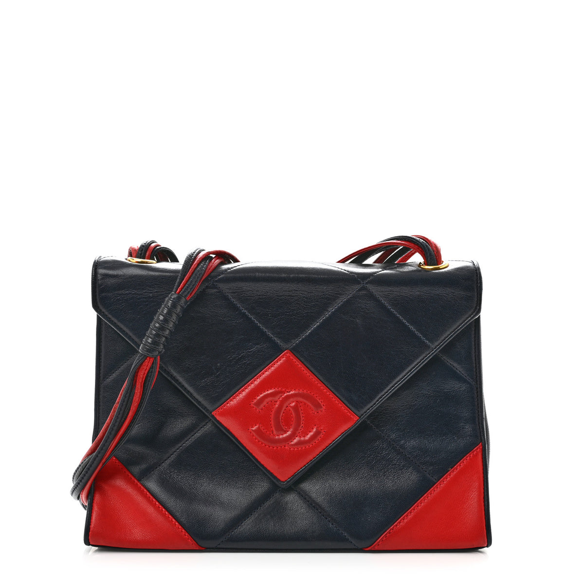 Chanel Lambskin Quilted Patchwork Camera Bag Navy Red 1 of 14