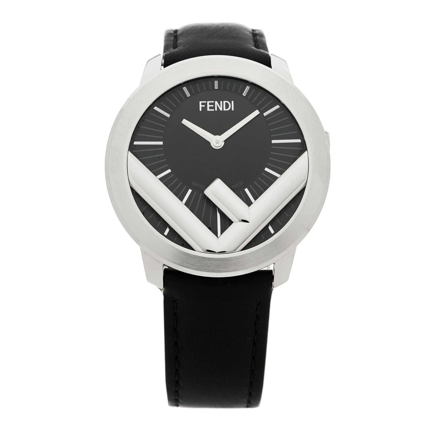 Fendi Stainless Steel Calfskin 40mm F is Fendi Run Away Quartz Watch Black 1 of 5