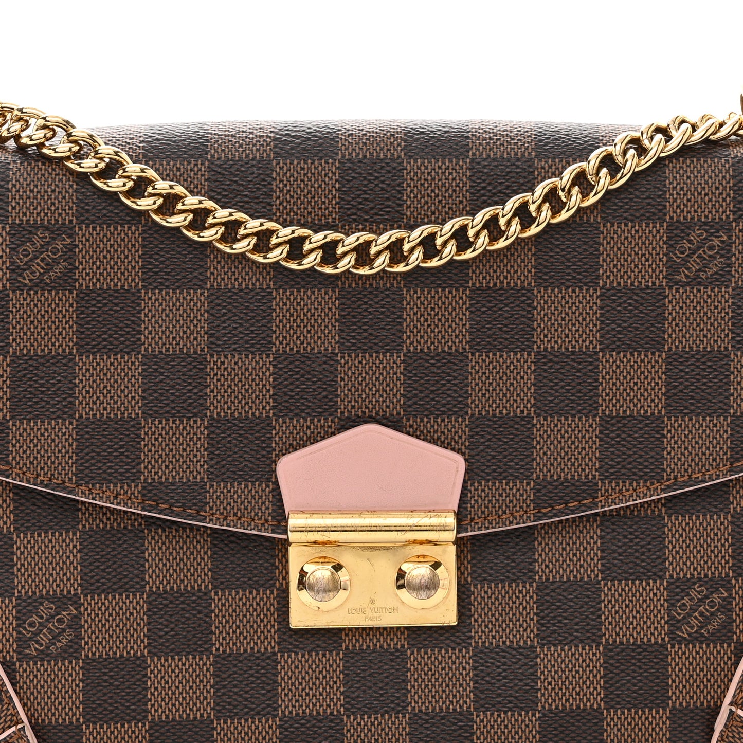 LOUIS VUITTON Damier Ebene Caissa Clutch Rose Ballerine