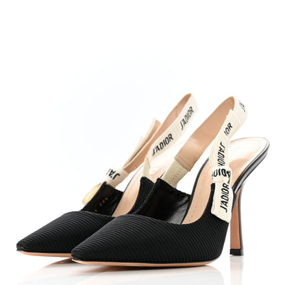 Christian Dior Technical Canvas Ribbon J'Adior Slingback 100mm Pumps 38.5 Black 4 of 10