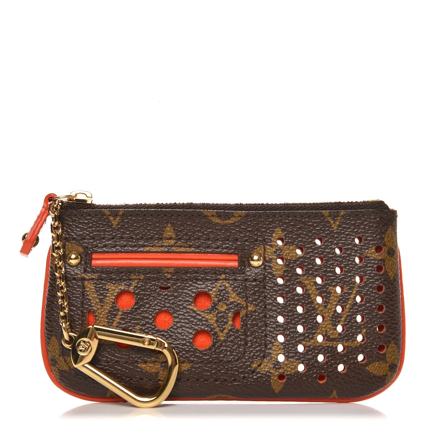 Monogram Perforated Key Pouch Orange