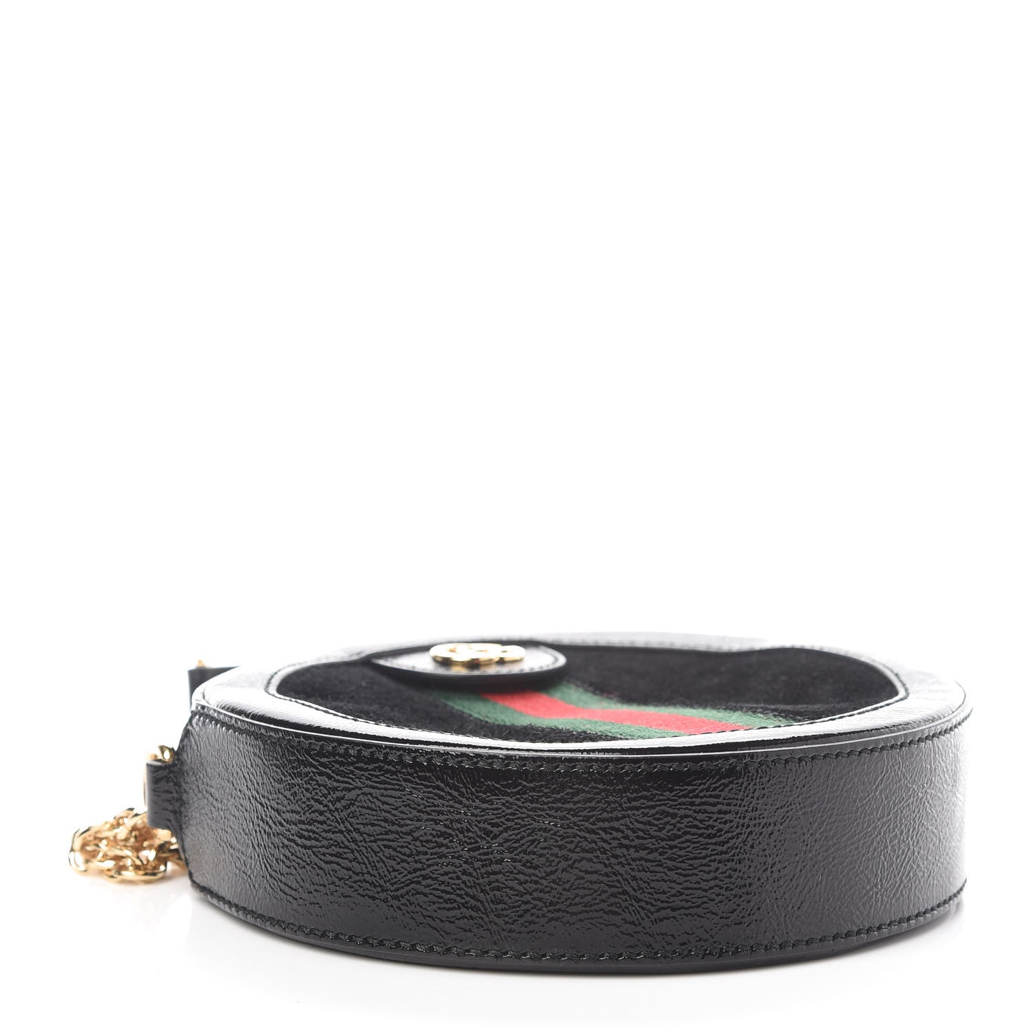 Gucci Suede Patent Web Mini Ophidia Round Shoulder Bag Black 4 of 10