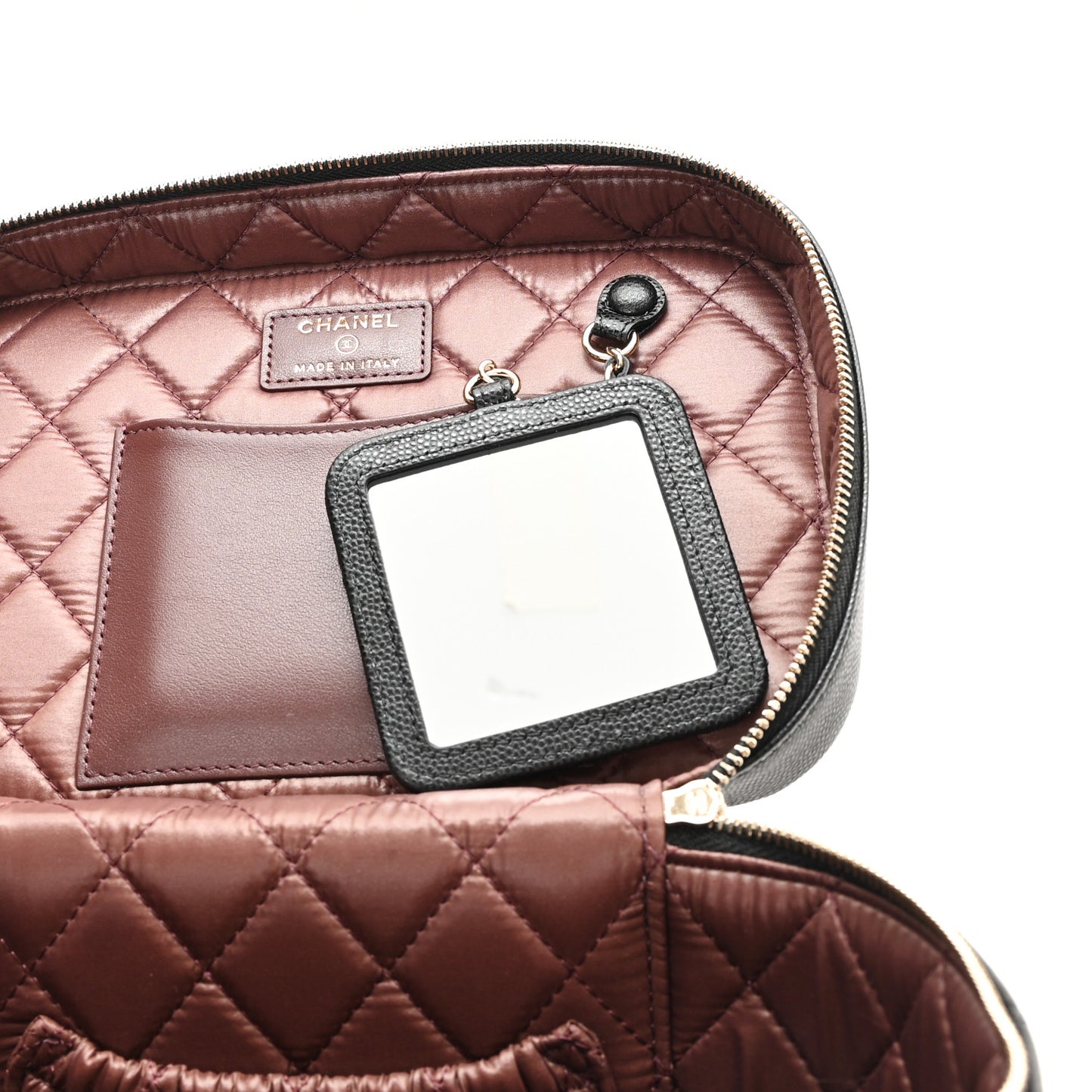 Caviar Quilted Large Vanity Pouch Black