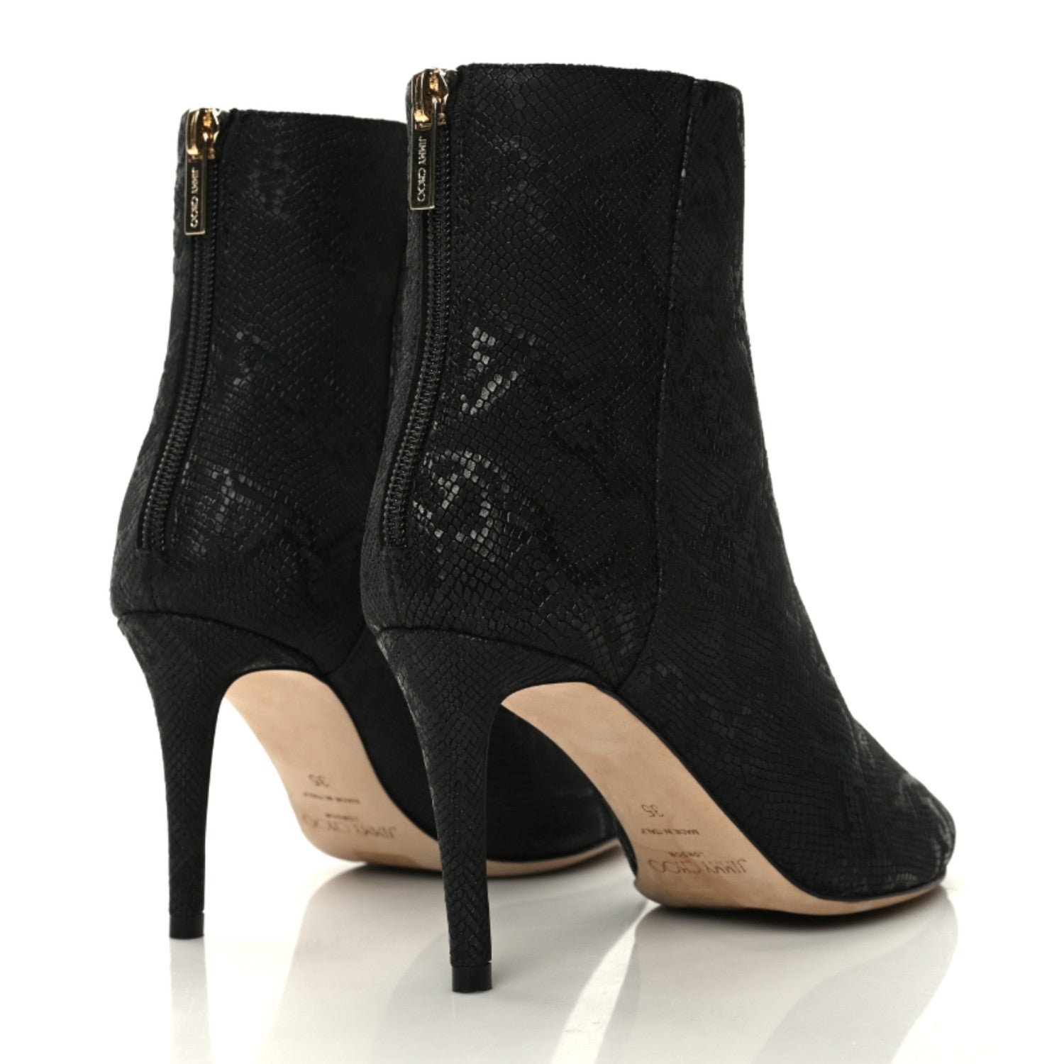 Jimmy Choo Snakeskin Printed Ankle Boots 35 Black 4 of 6