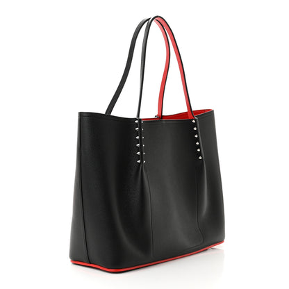 Christian Louboutin Calfskin Spiked Large Cabarock Shopper Tote Black 3 of 9