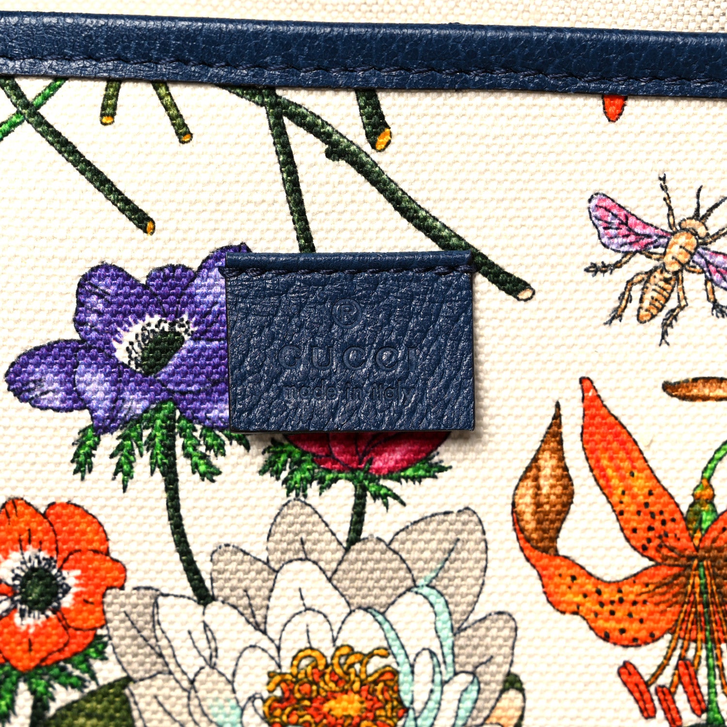 Gucci Canvas Large Flora Tote Navy Multicolor 6 of 11