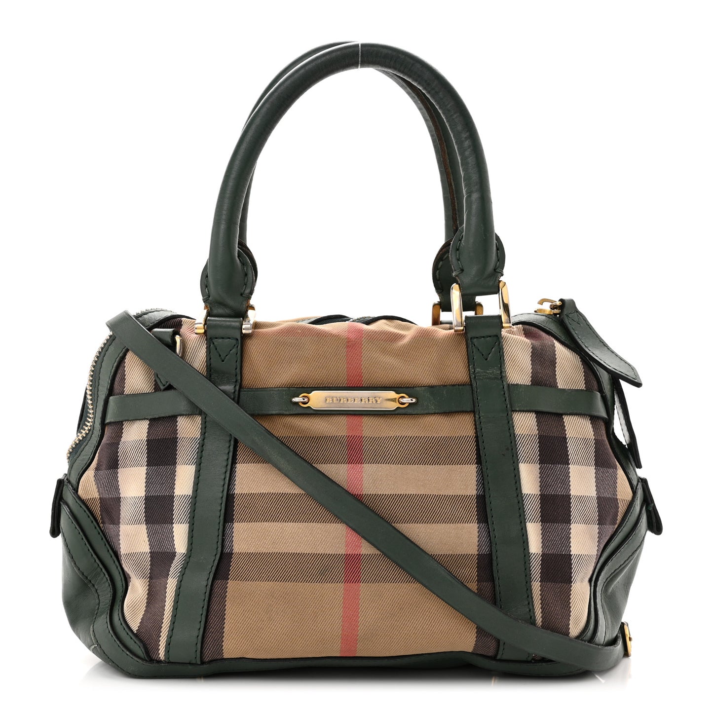Bridle Calfskin House Check Small Orchard Bowling Bag Green