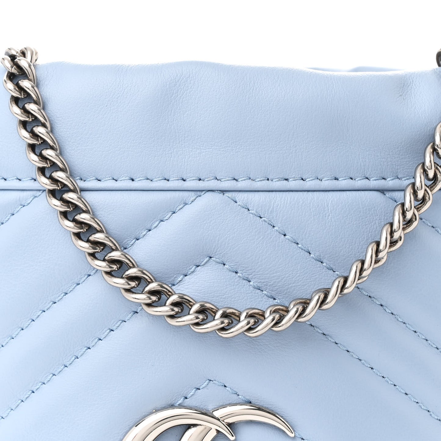 Calfskin Matelasse Mini GG Marmont 2.0 Bucket Bag Porcelain Light Blue