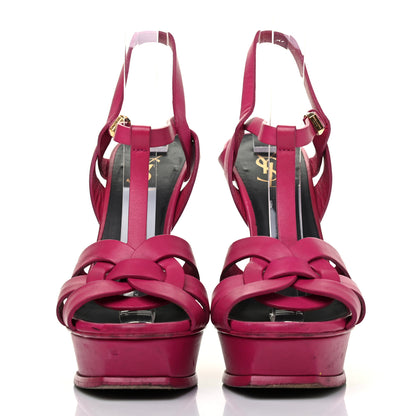 Saint Laurent Calfskin Tribute 105 Platform Sandals 39.5 Fuchsia 2 of 28