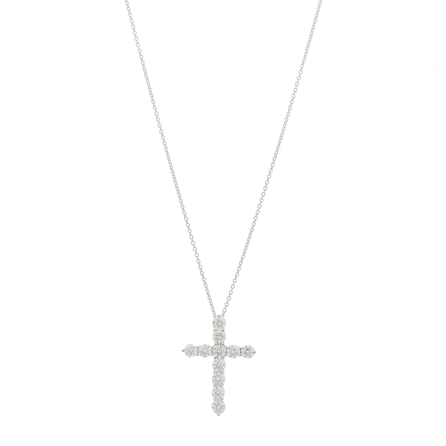 Platinum Diamond Large Cross Pendant Necklace