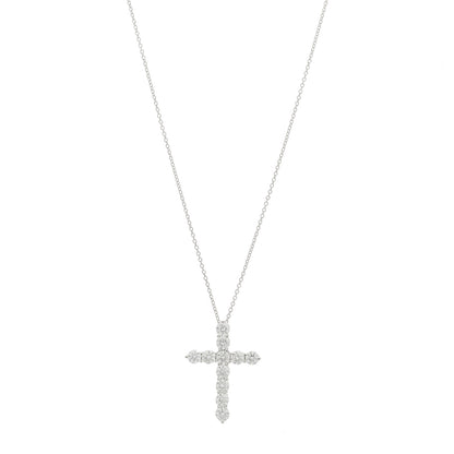 Tiffany Platinum Diamond Large Cross Pendant Necklace 1 of 6
