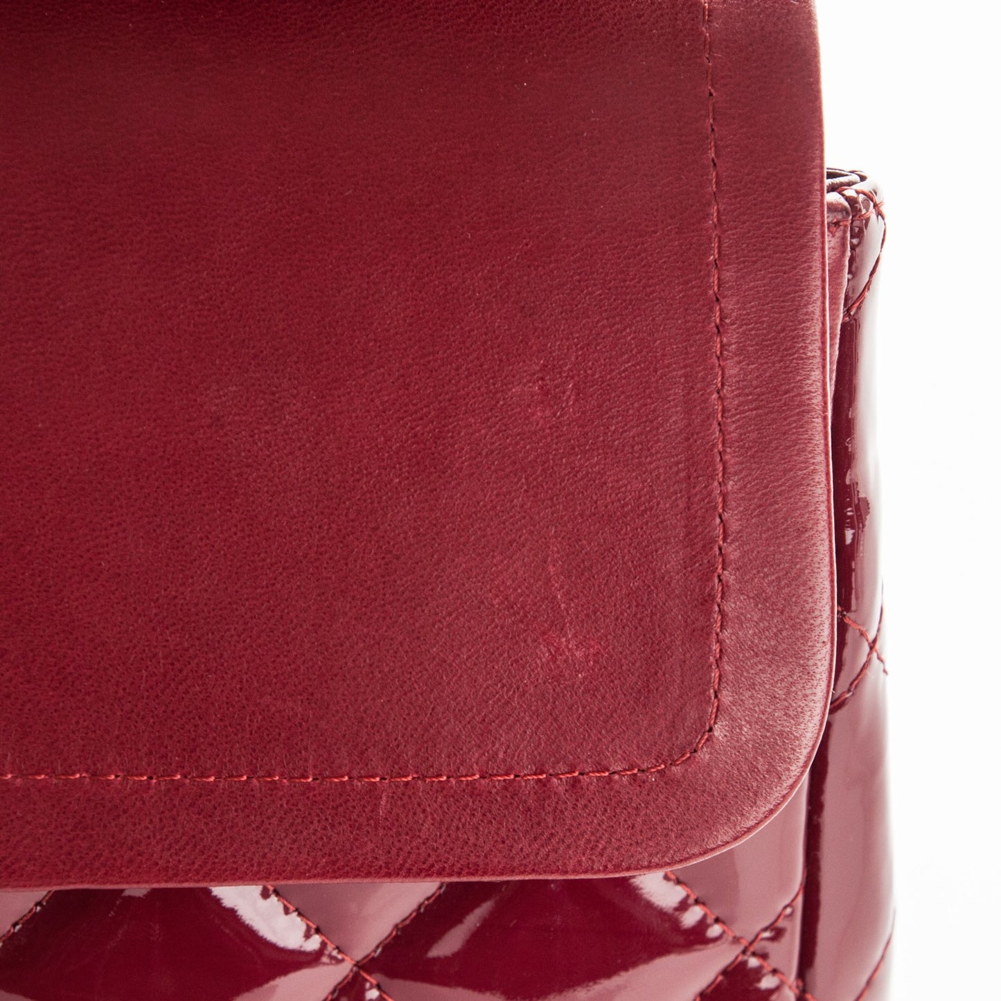 Patent Quilted Maxi Double Flap Red