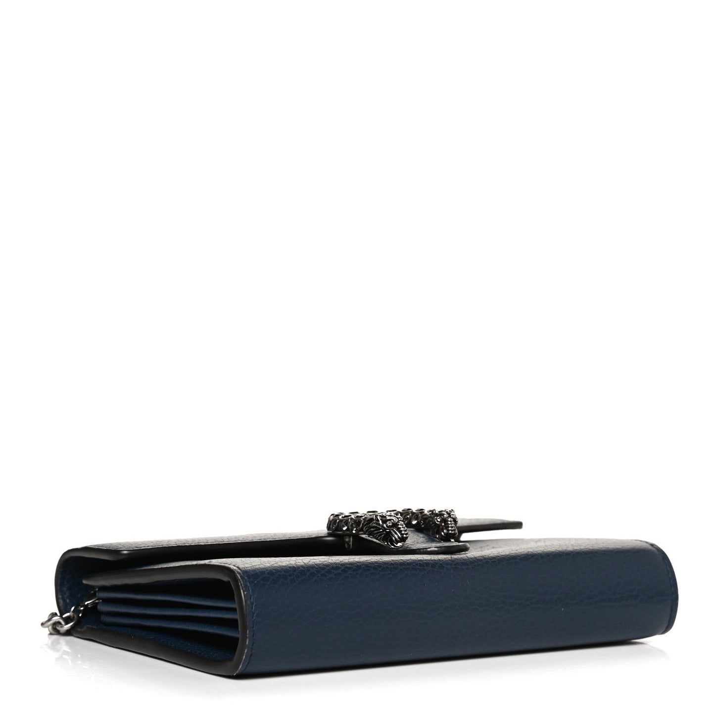 Dollar Calfskin Crystal Mini Dionysus Chain Wallet Blue Agata Black Diamond