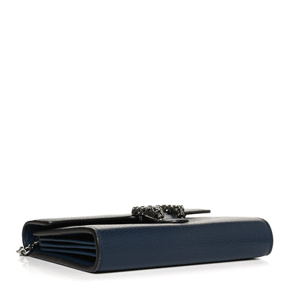 Gucci Dollar Calfskin Crystal Mini Dionysus Chain Wallet Blue Agata Black Diamond 4 of 10