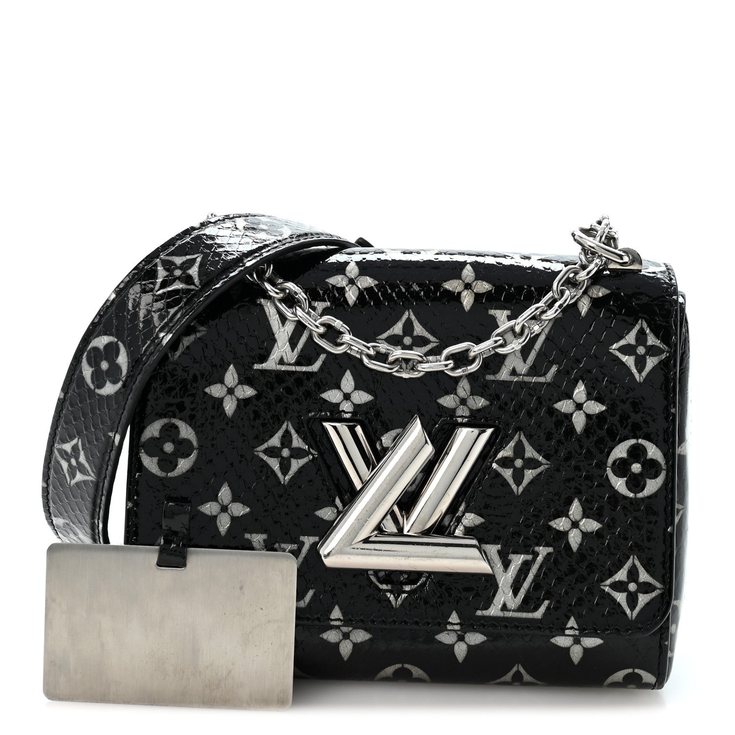 Louis Vuitton Snakeskin Monogram Twist Shoulder Bag PM Black 3 of 13