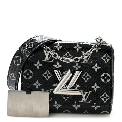 Louis Vuitton Snakeskin Monogram Twist Shoulder Bag PM Black 3 of 13
