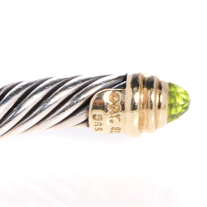 David Yurman Sterling Silver 14K Yellow Gold Peridot 5mm Cable Classics Bracelet 5 of 6