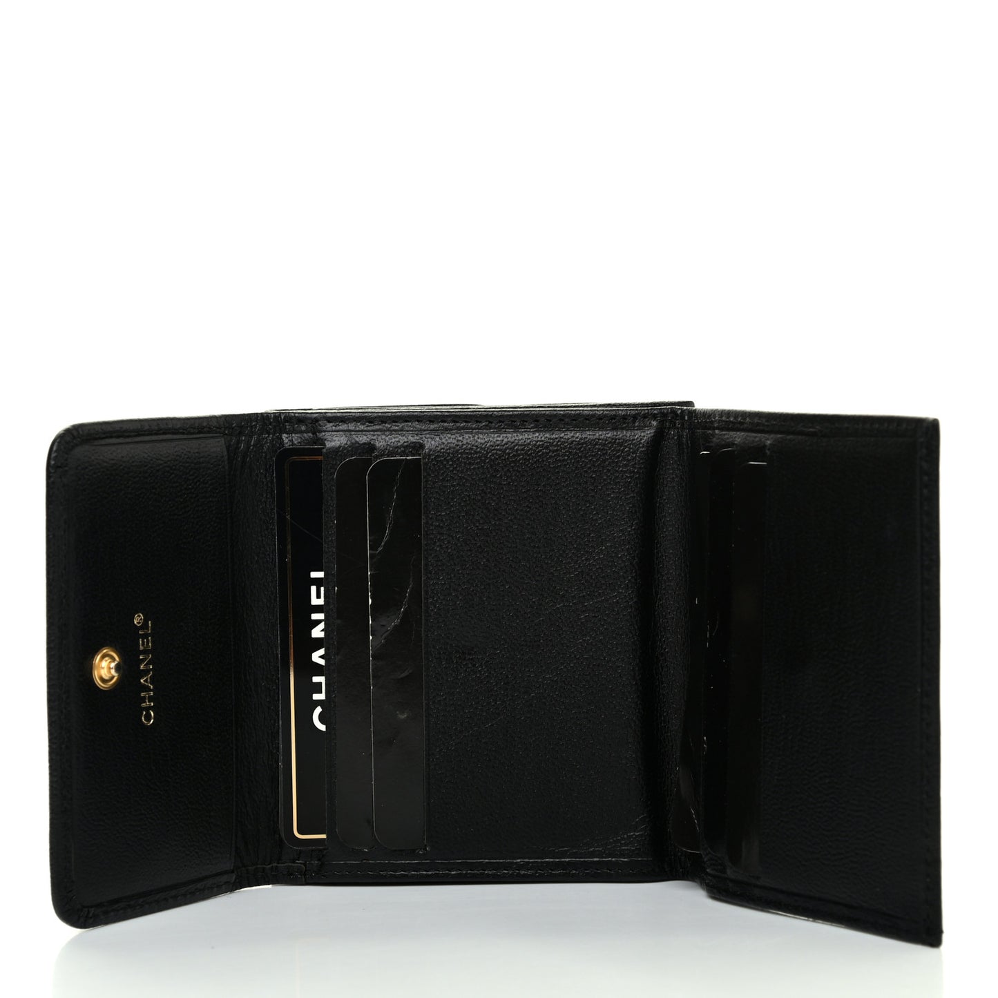 Goatskin Compact Double Sided Wallet Black