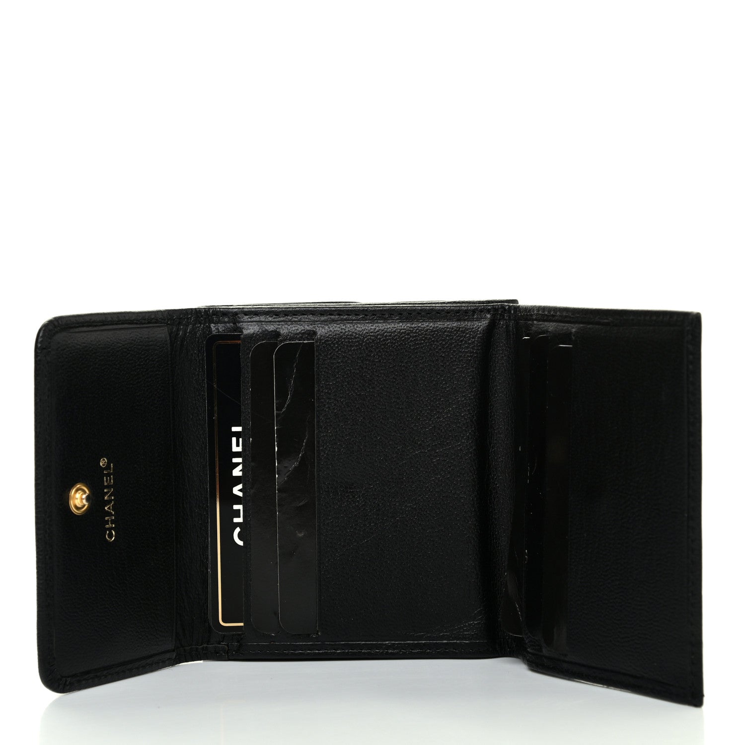 Chanel Goatskin Compact Double Sided Wallet Black 5 of 10