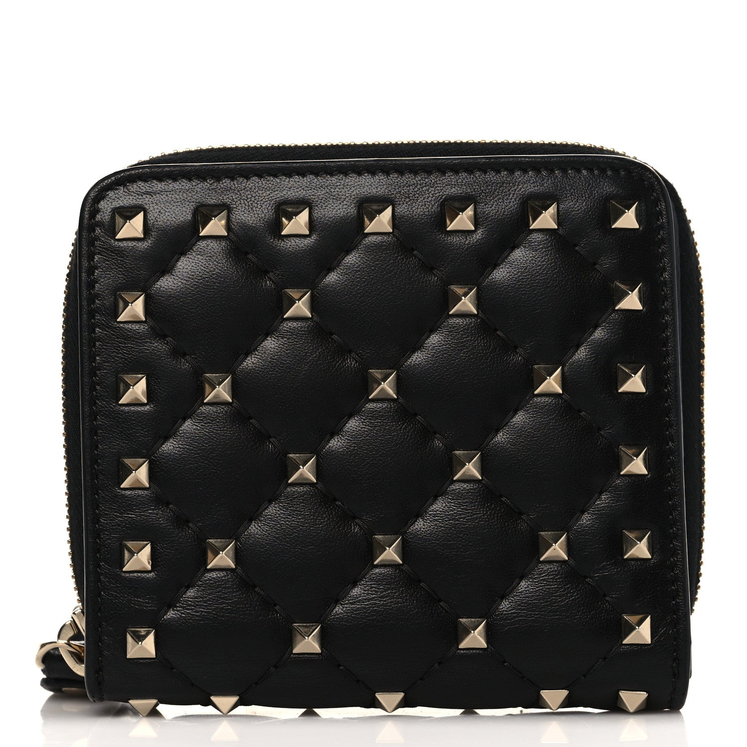 Valentino Garavani Nappa Rockstud Spike Zip Card Holder Black 1 of 6