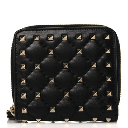 Valentino Garavani Nappa Rockstud Spike Zip Card Holder Black 1 of 6