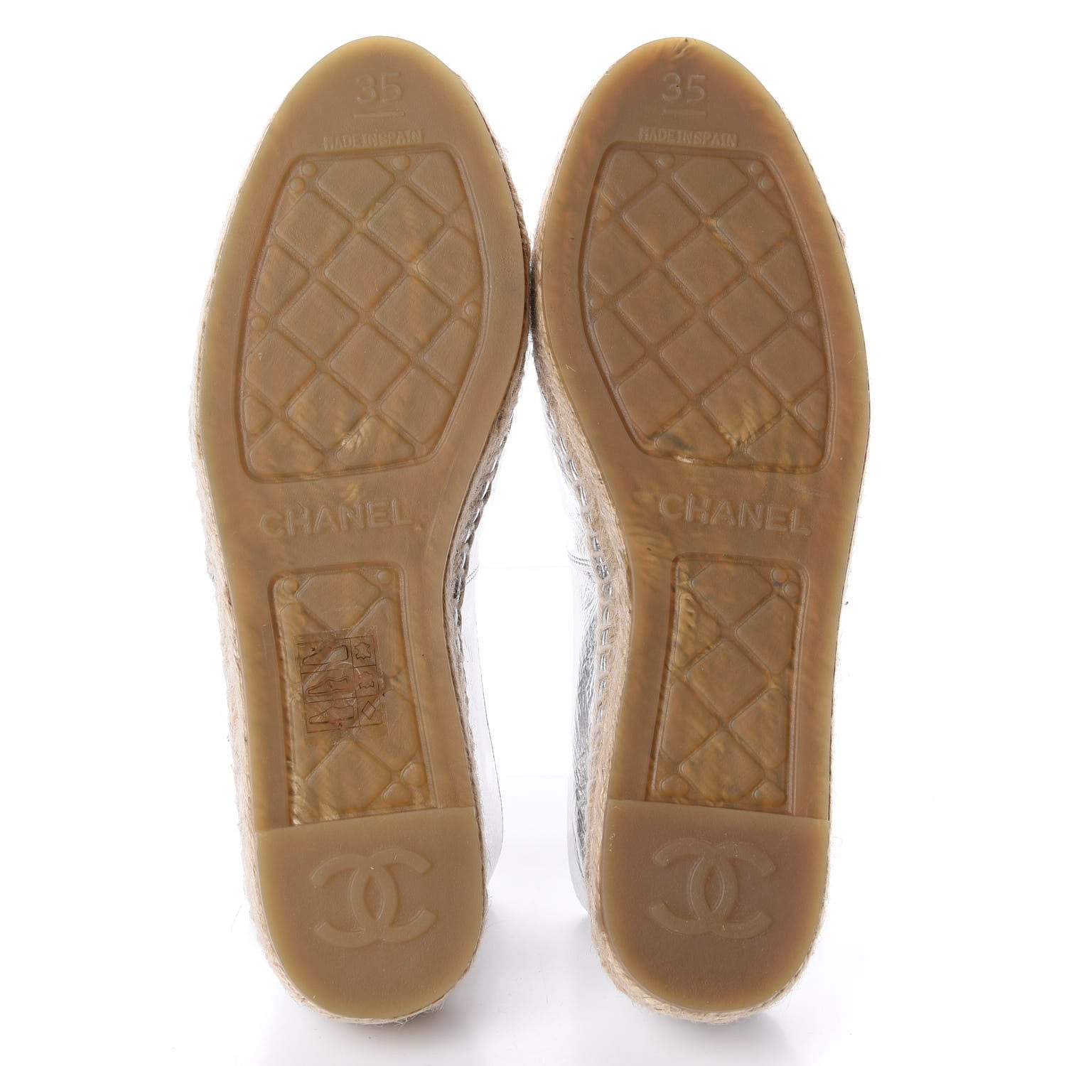 Chanel Laminated Goatskin CC Espadrilles 35 Silver 6 of 11