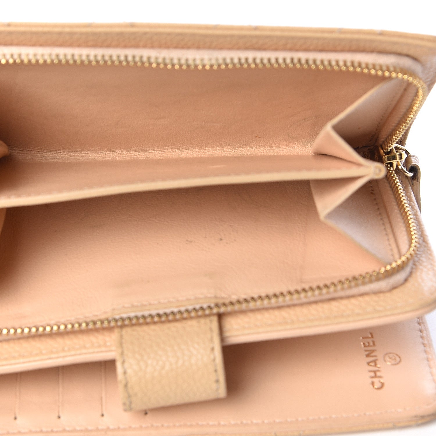 Chanel Caviar Quilted Zipped Pocket Wallet Beige 13 of 21