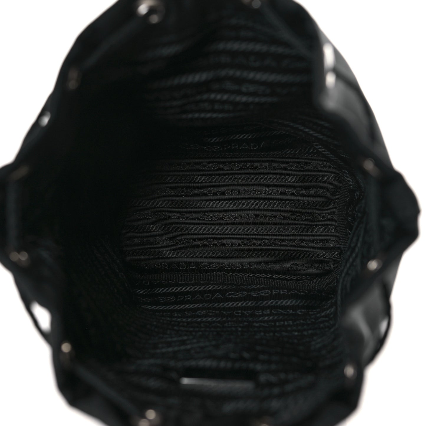 Saffiano Tessuto Nylon Vela Bucket Wristlet Black