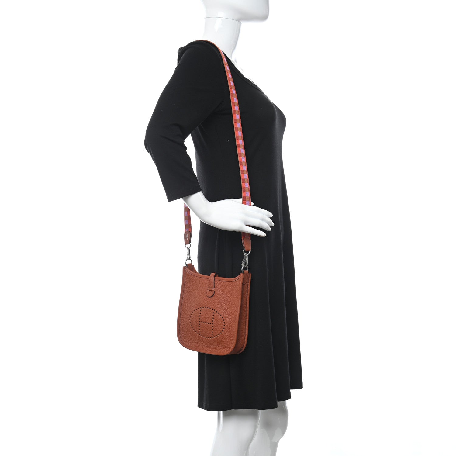 Hermes Taurillon Clemence Maxi Quadrille Evelyne TPM Cuivre Capucine Parme Rouge Duchess 2 of 11