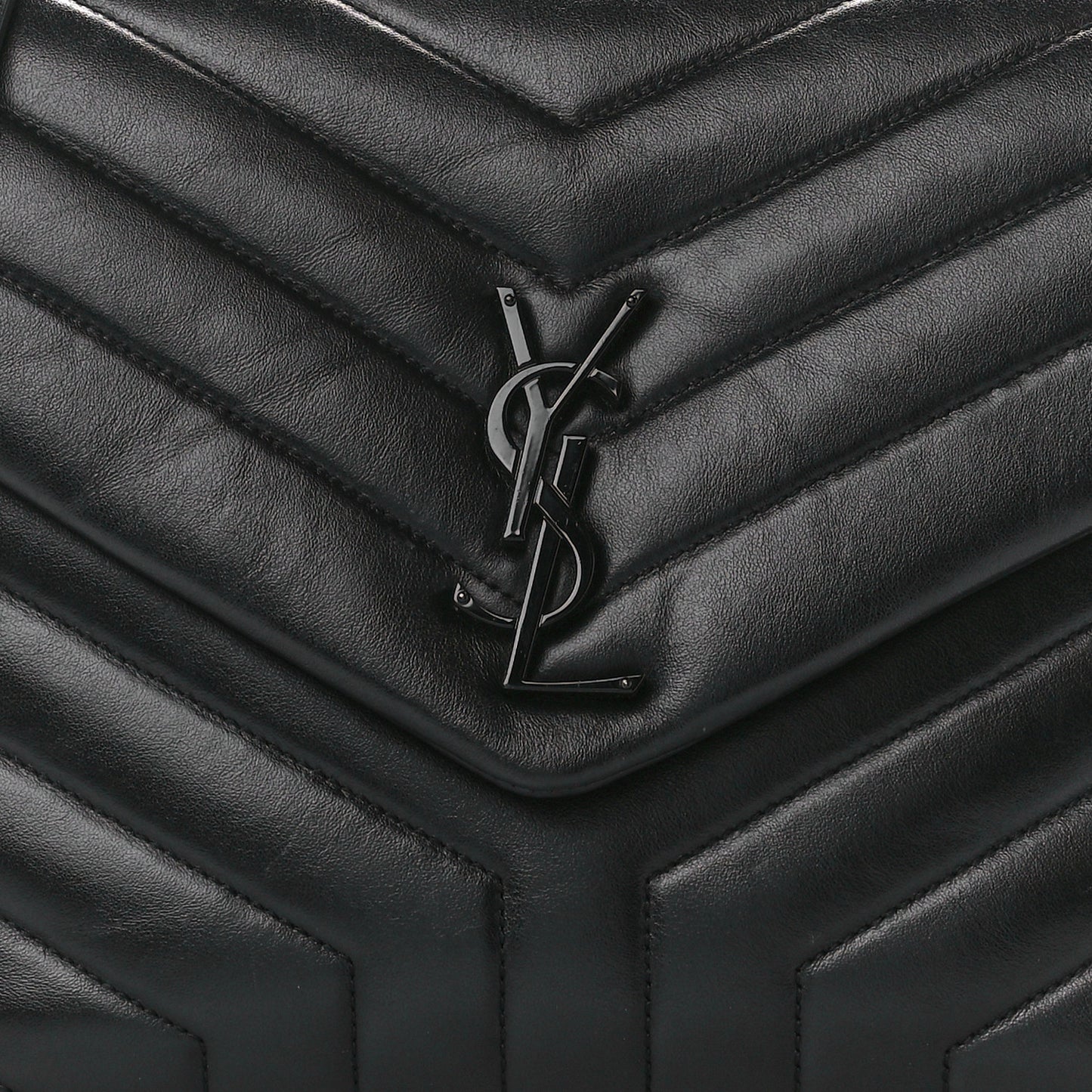 Calfskin Y Quilted Monogram Monochrome Medium Loulou Chain Satchel Black
