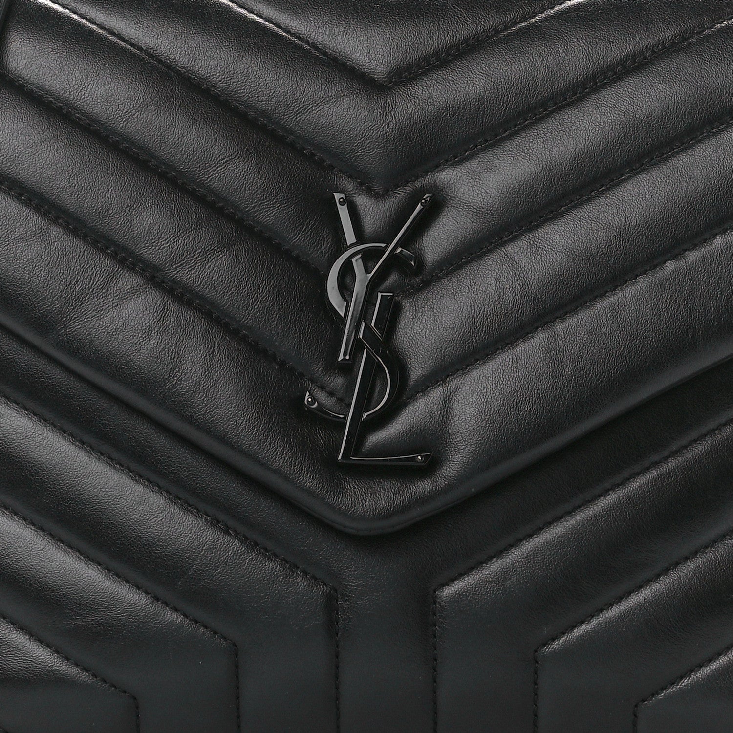 Saint Laurent Calfskin Y Quilted Monogram Monochrome Medium Loulou Chain Satchel Black 9 of 12