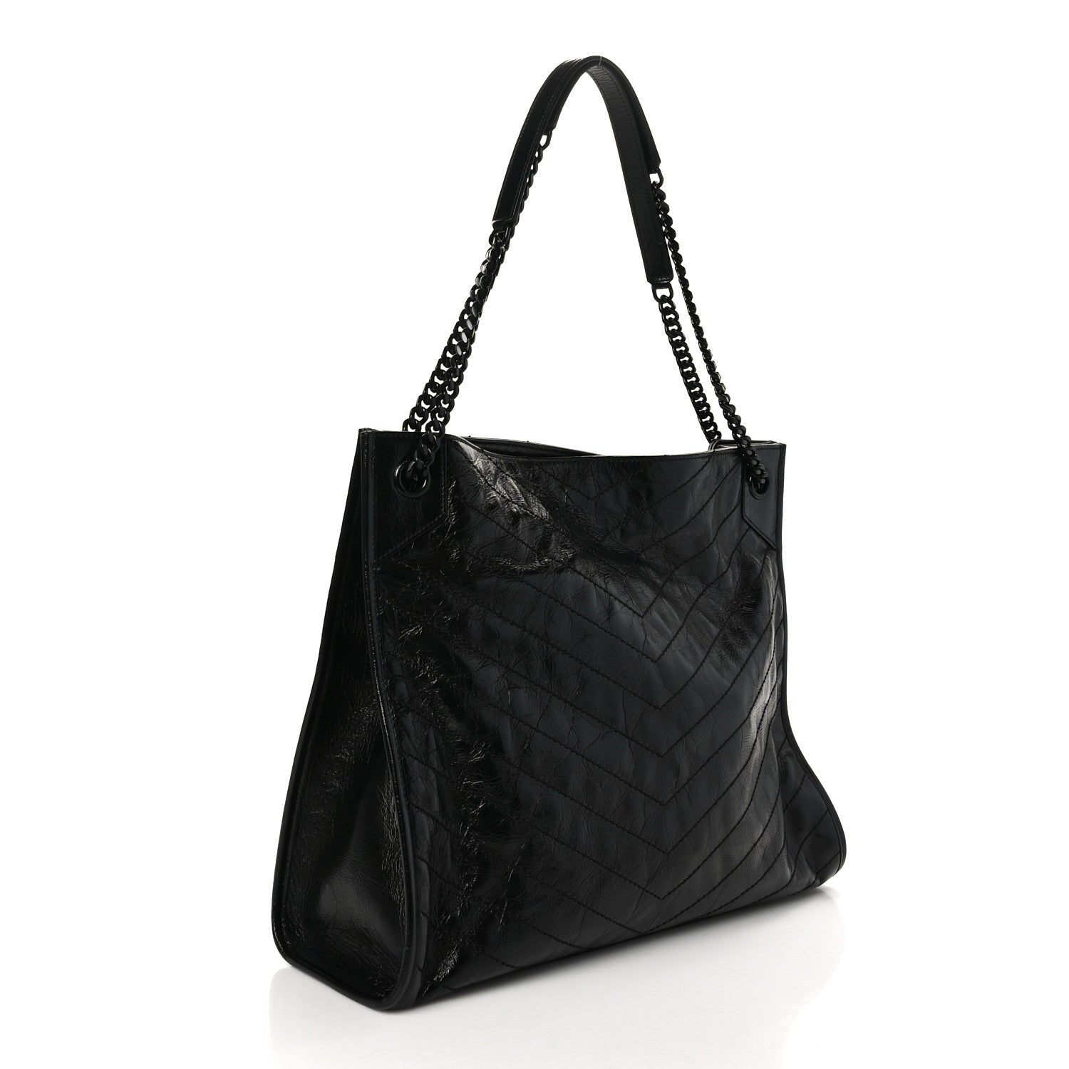 Saint Laurent Crinkled Calfskin Matelasse Monogram Large Niki Shopper Tote Black 3 of 8