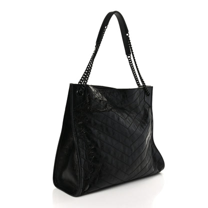 Saint Laurent Crinkled Calfskin Matelasse Monogram Large Niki Shopper Tote Black 3 of 8