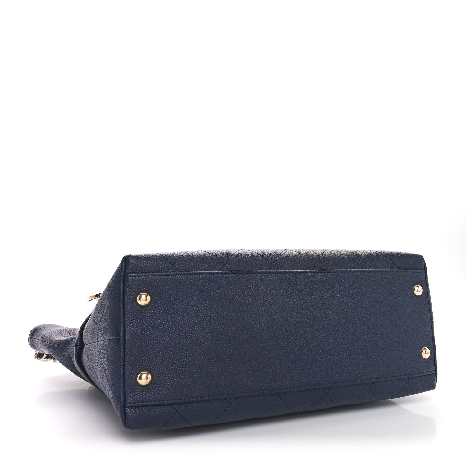 Chanel Crumpled Grained Calfskin Zip and Carry Shopping Tote Dark Navy 4 of 10
