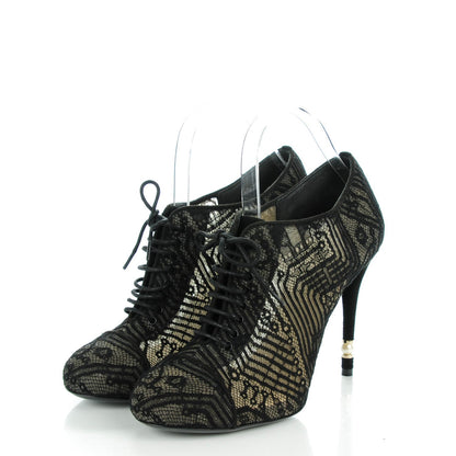 Chanel Lace Pearl Booties 38.5 Black 3 of 9