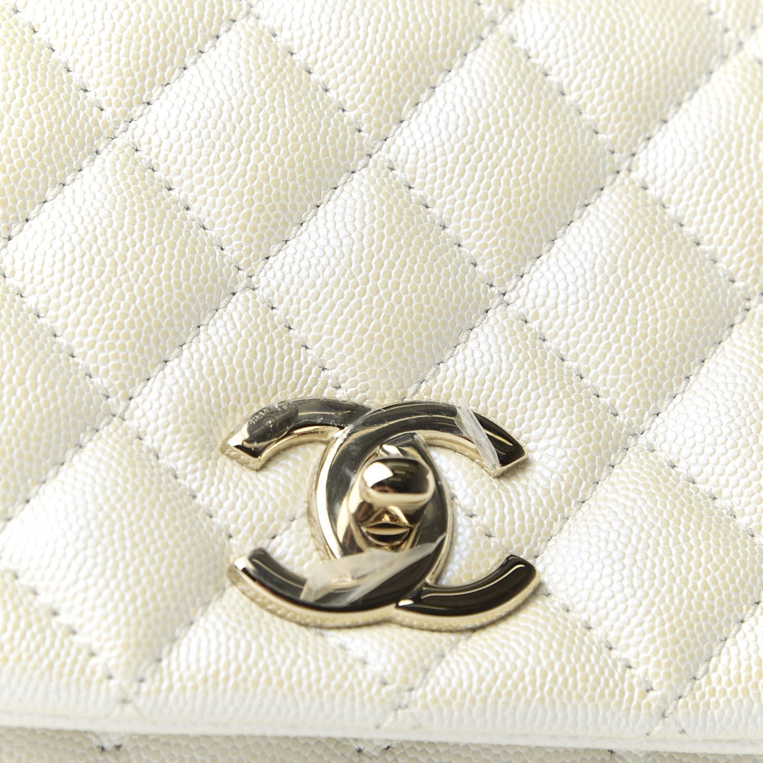 Chanel Iridescent Caviar Quilted Small Coco Handle Flap White 10 of 11