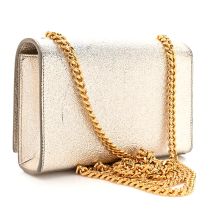 Saint Laurent Metallic Calfskin Small Classic Monogram Kate Satchel Platine 4 of 29