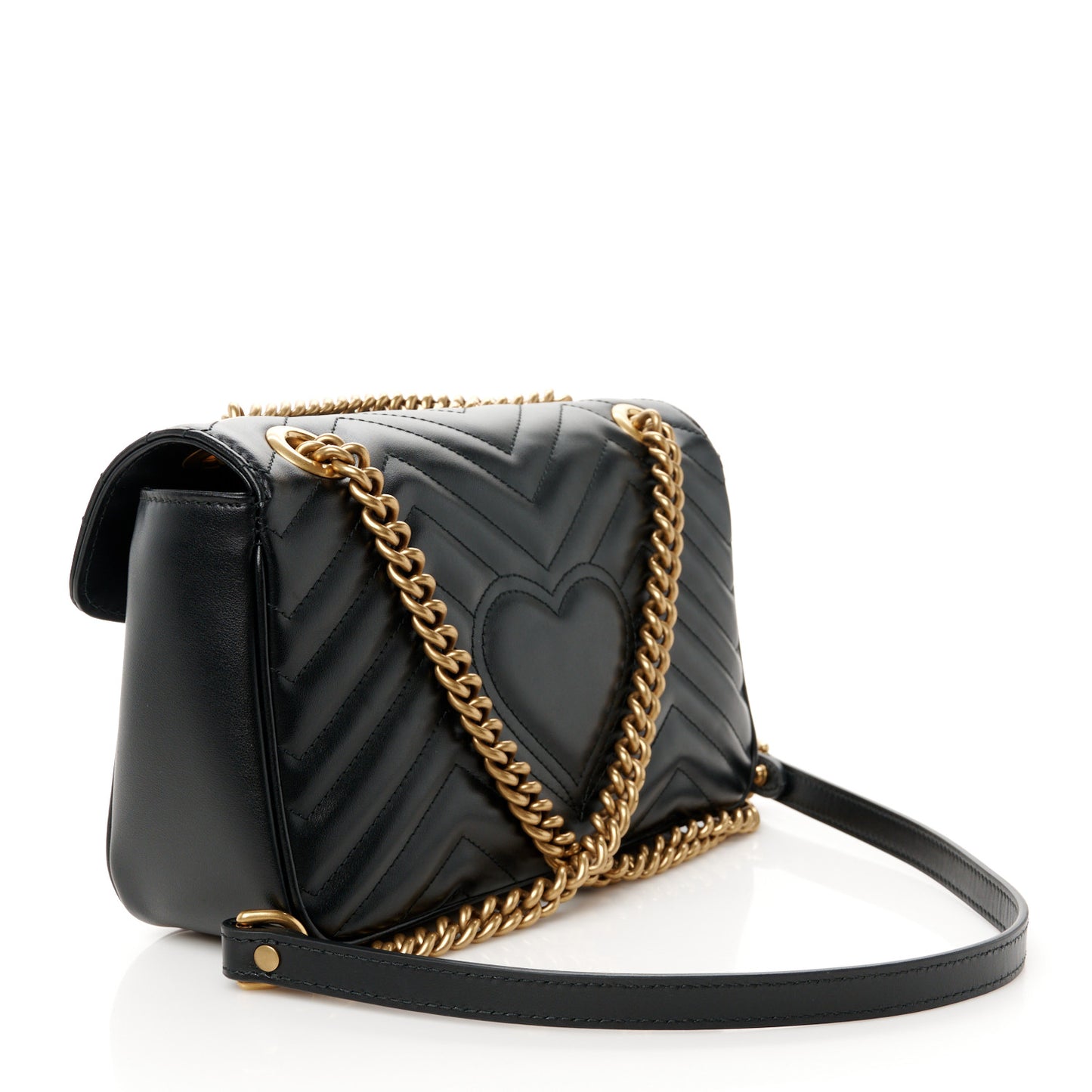 Calfskin Matelasse Small GG Marmont Shoulder Bag Black