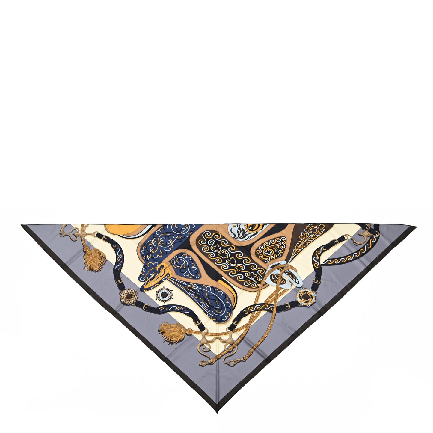 Silk Festival des Amazones Triangle Scarf Gris Acier Creme