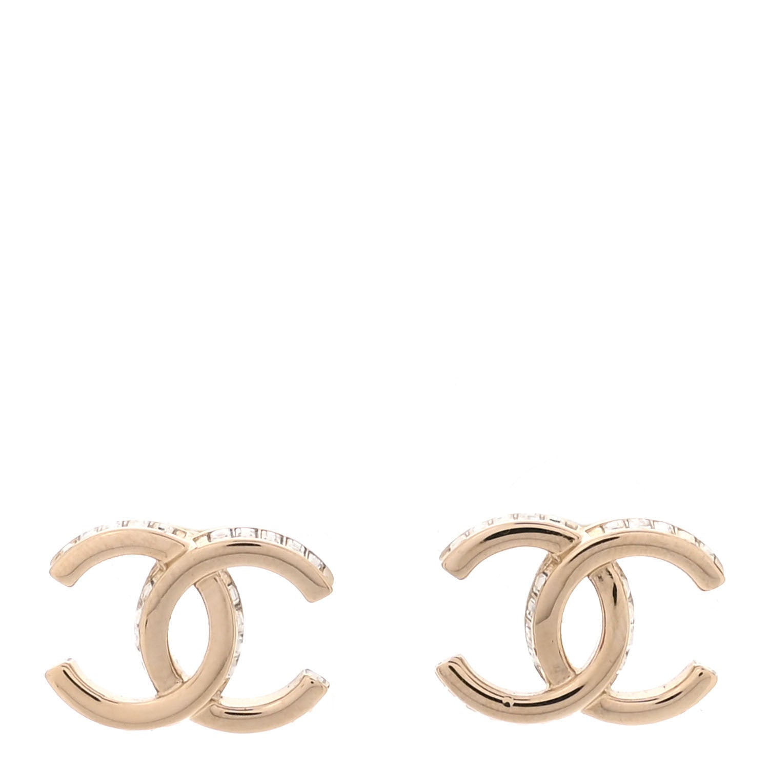 Chanel Metal Baguette Crystal CC Earrings Gold 1 of 5