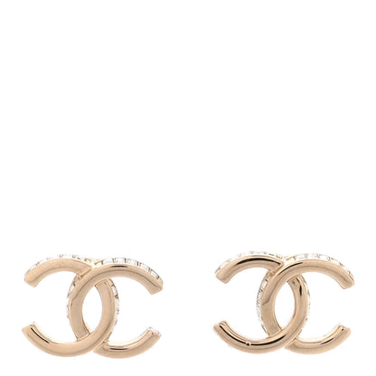 Chanel Metal Baguette Crystal CC Earrings Gold 1 of 5
