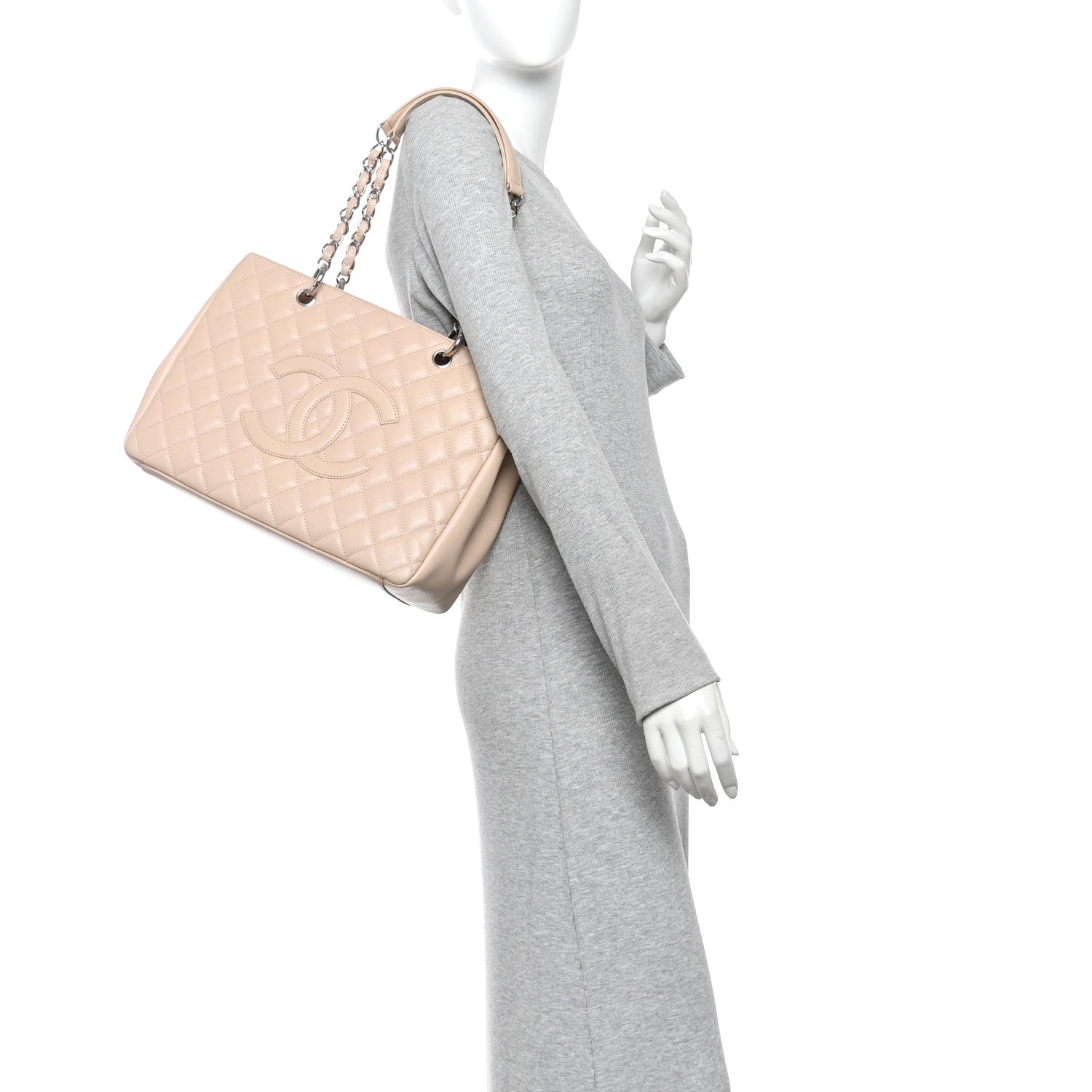 Chanel Caviar Quilted Grand Shopping Tote GST Beige Clair 2 of 11