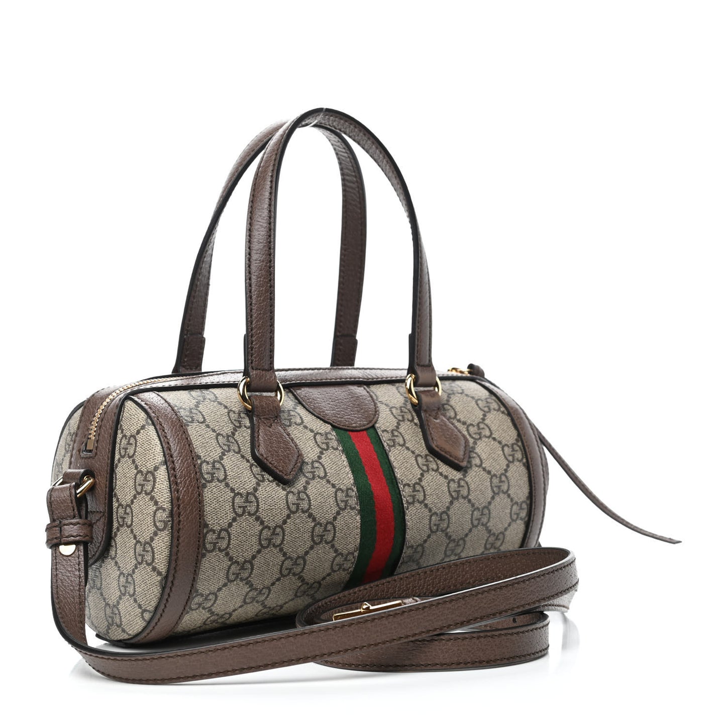 GG Supreme Monogram Web Small Ophidia Boston Bag Beige New Acero