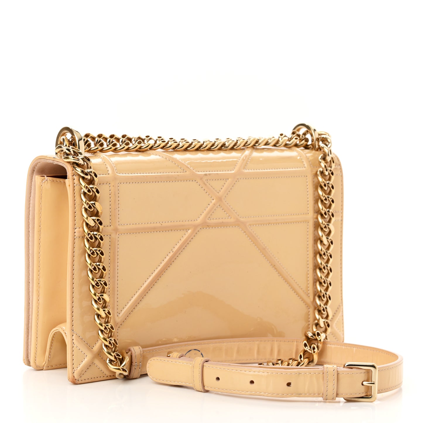 Patent Calfskin Medium Diorama Flap Bag Beige