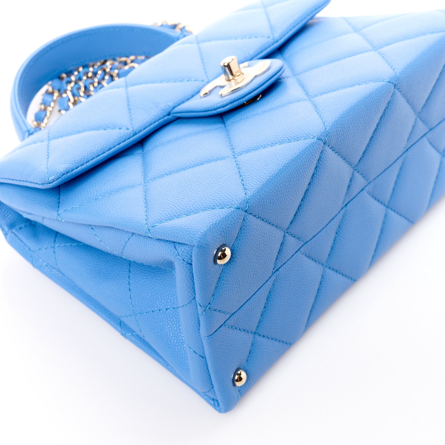 Chanel Caviar Quilted Mini Retro Twist Top Handle Flap Blue 11 of 12