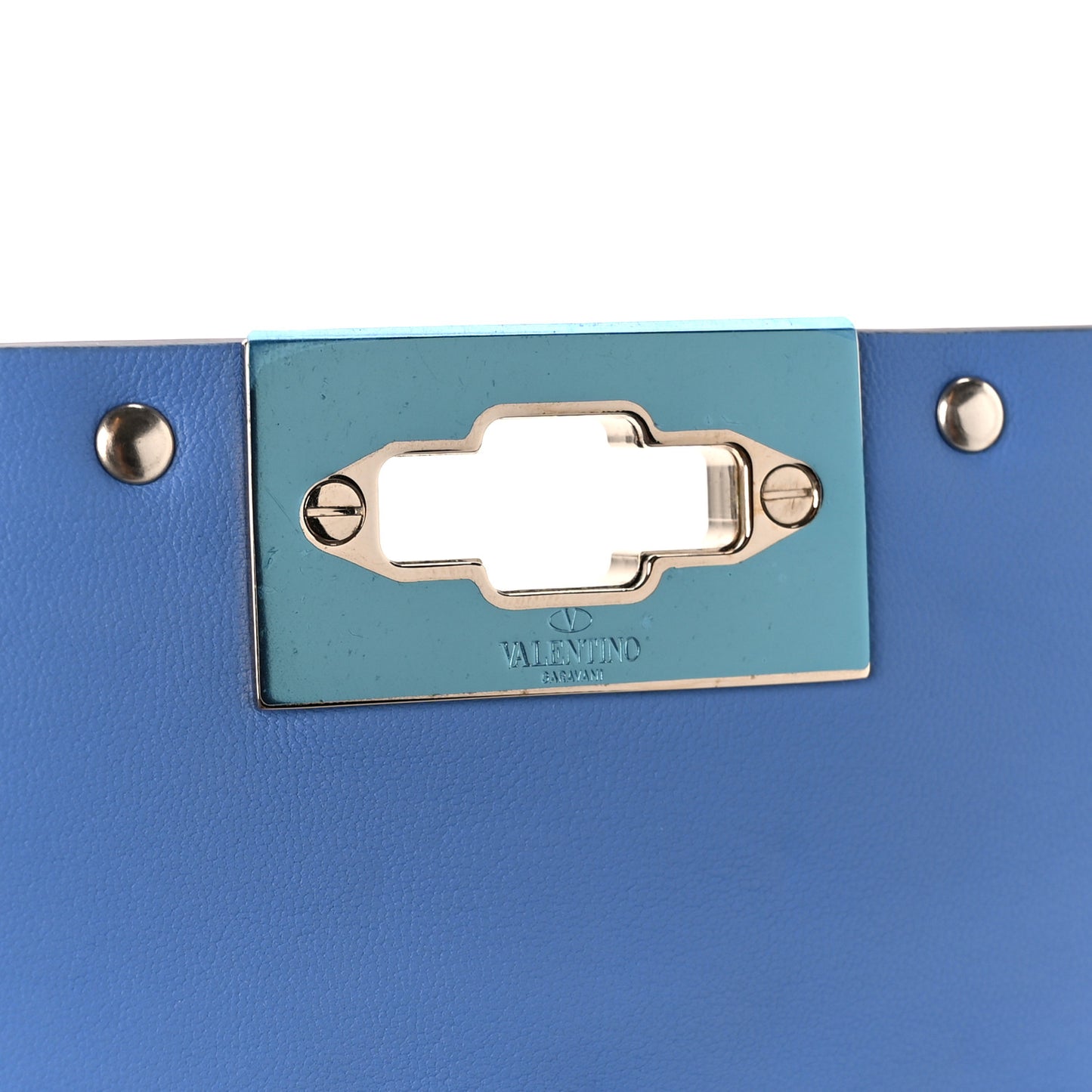 Lambskin Patchwork Medium Rockstud Spike Shoulder Bag Angel Blue