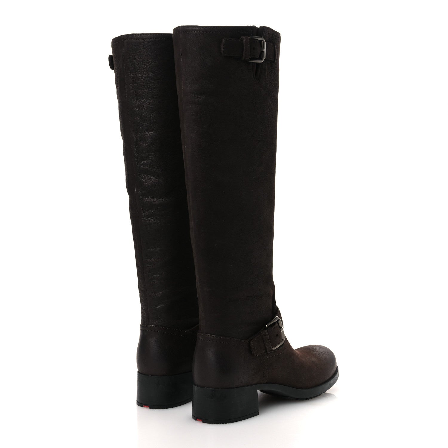 Prada Capra Antic Donna Tall Riding Boots 37 Ebano 5 of 12